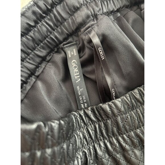 Goelia Womens Black Sz Large Quilted Faux Leather Shorts With Elastic Waistband - Picture 7 of 7